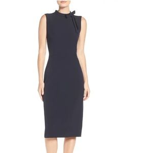 Maggy London Dark Green bow neck midi dress Size 10